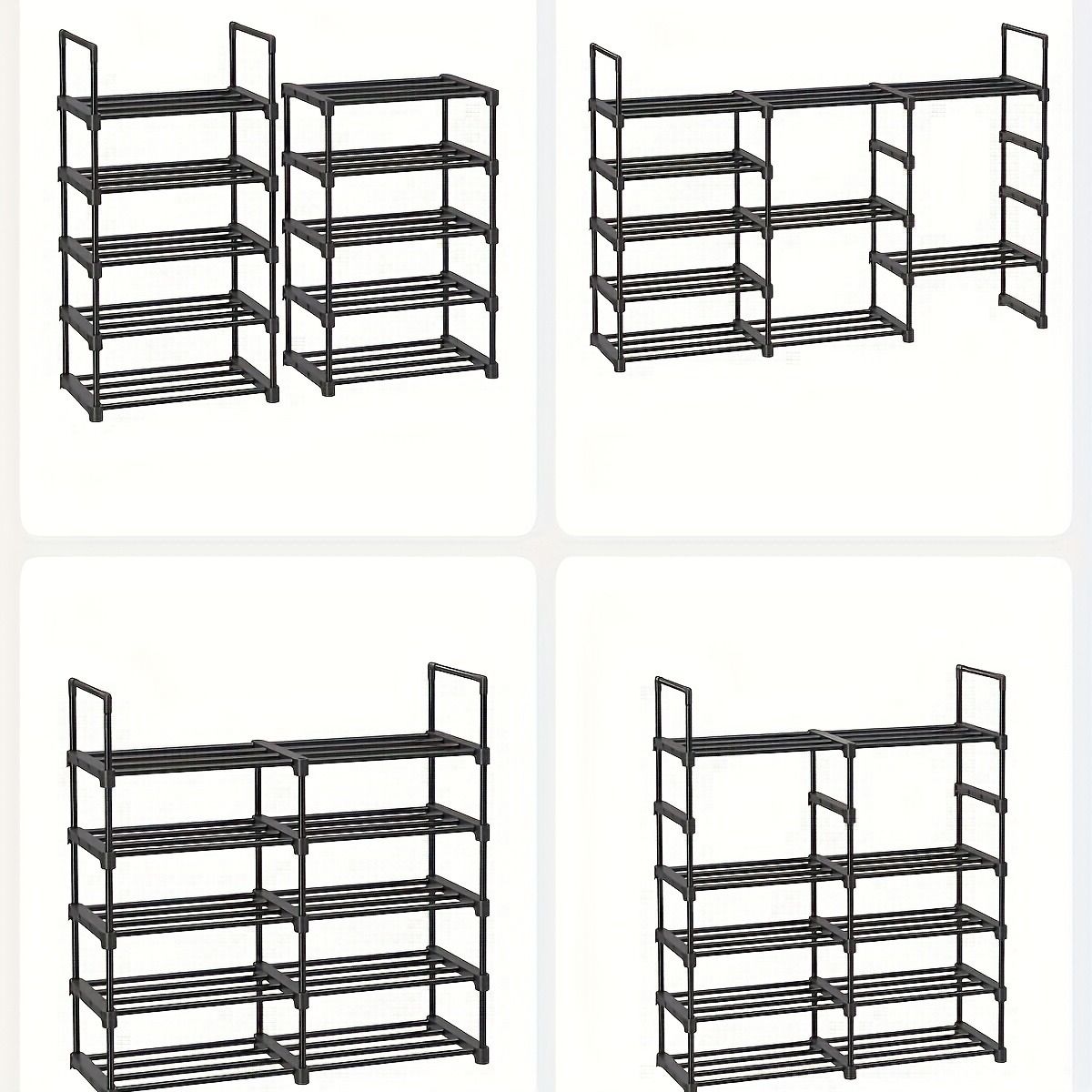 CSXGBAB Tall Garage Shoe Rack Large Capacity,Two Rows Versatile Hooks  Storage Boot Shelf Black 24-35 Pairs