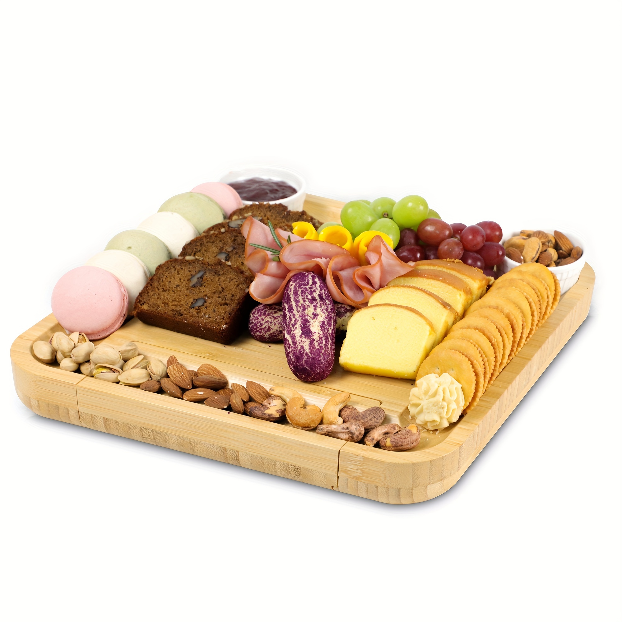 SMIRLY Bamboo Cheese Board and Knife Set: Large Charcuterie Boards