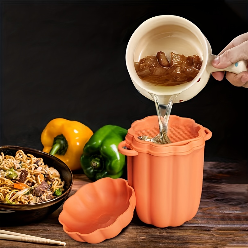 Bacon Grease Container With Strainer Oil Strainer Pot - Temu