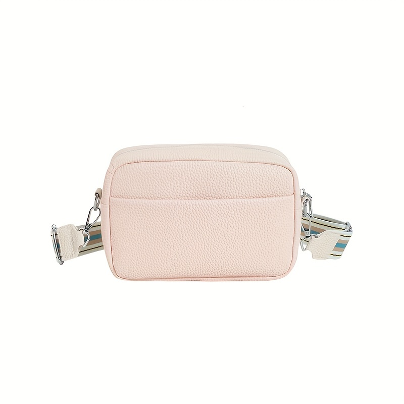 Mini Lychee Pattern Crossbody Bag, Stylish Solid Color Square