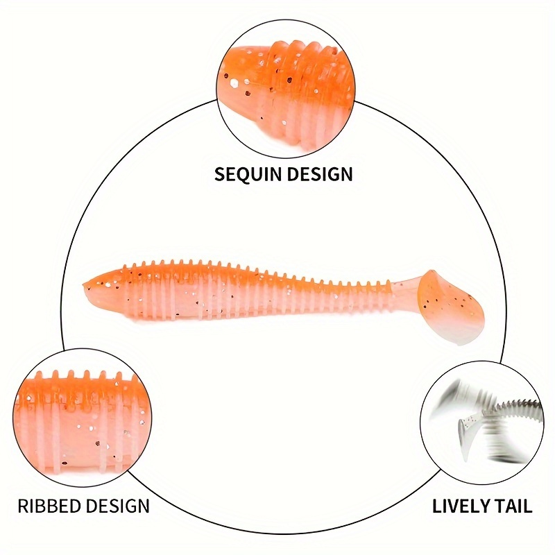 T Tail Fishing Lure, Soft Silicone Fishing Lures High Simulation Lifelike  With Spiral Pattern For Sea Fishing 