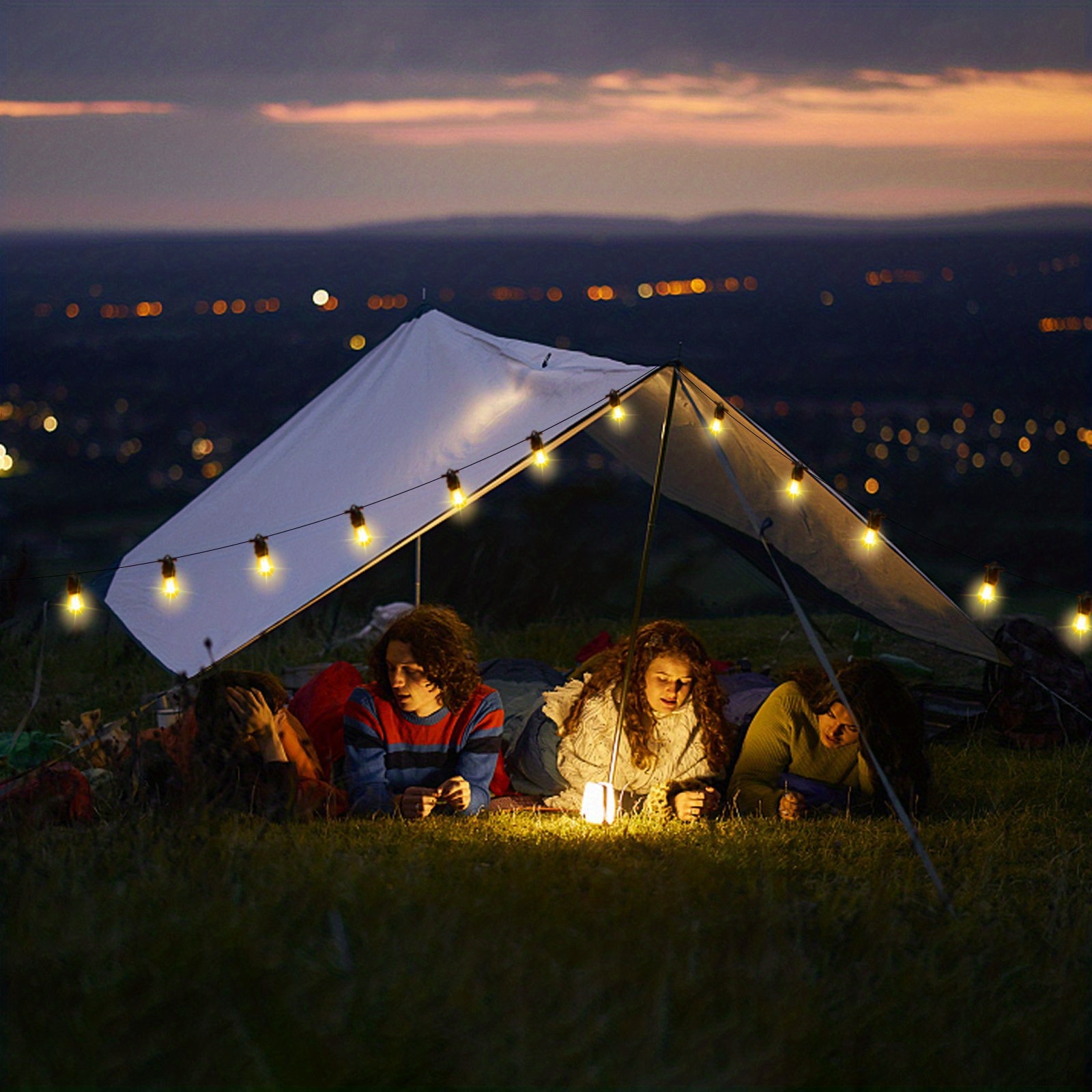 Guirlande lumineuse d'extérieur de 24,6 pieds alimentée par USB, guirlande  lumineuse LED étanche pour le camping et les tentes ajoute une ambiance cha