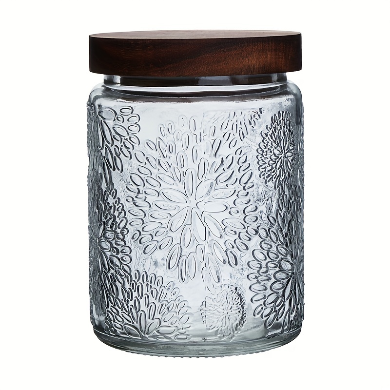 Portable Snowflake Glass Storage Jar With Airtight Wooden - Temu