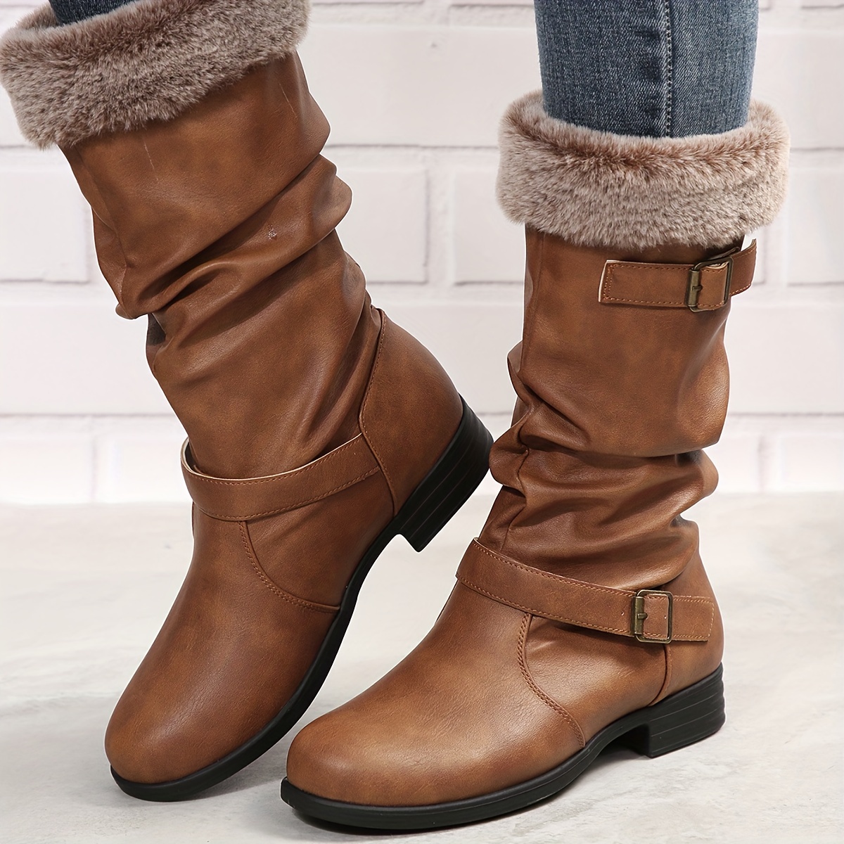 Women's brown calf outlet length boots