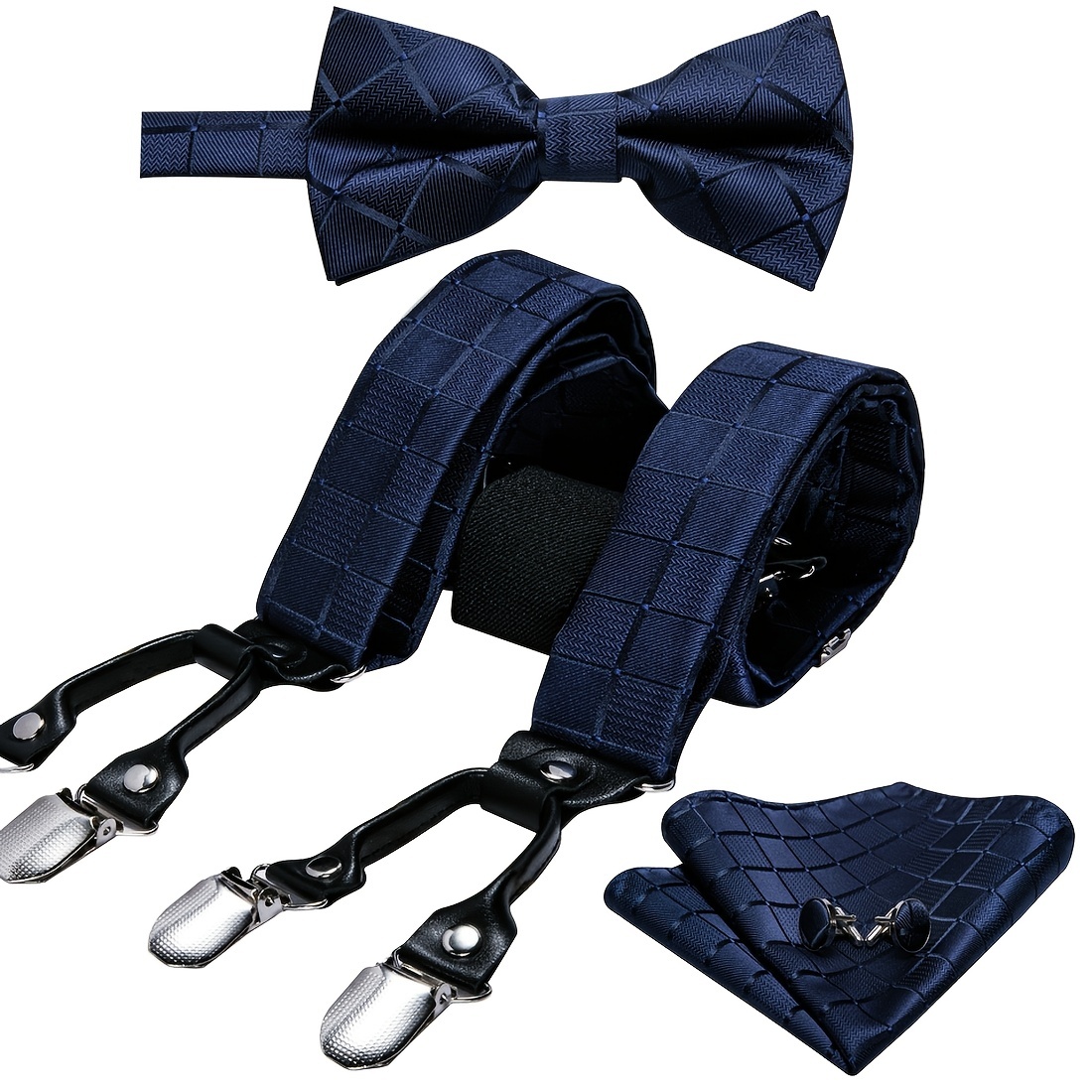 Barry Wang Plaid Cartoon Solid Suspenders Set