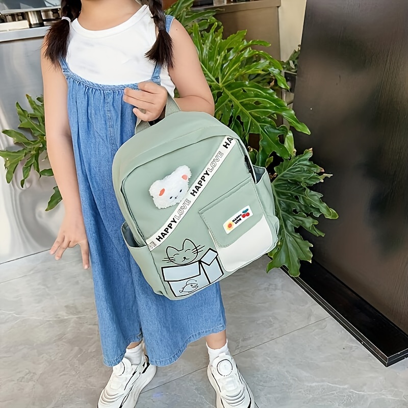 Plush Cat Cartoon Backpack Lightweight Travel Nylon Schoolbag