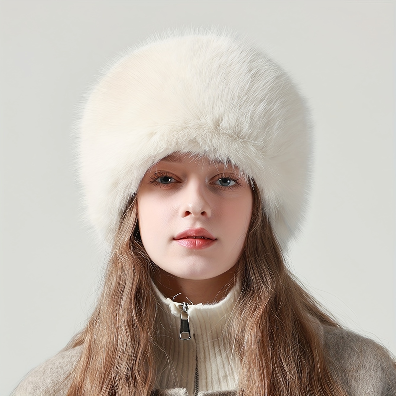 Gorro de invierno de pelo sintético ruso para mujer y niña