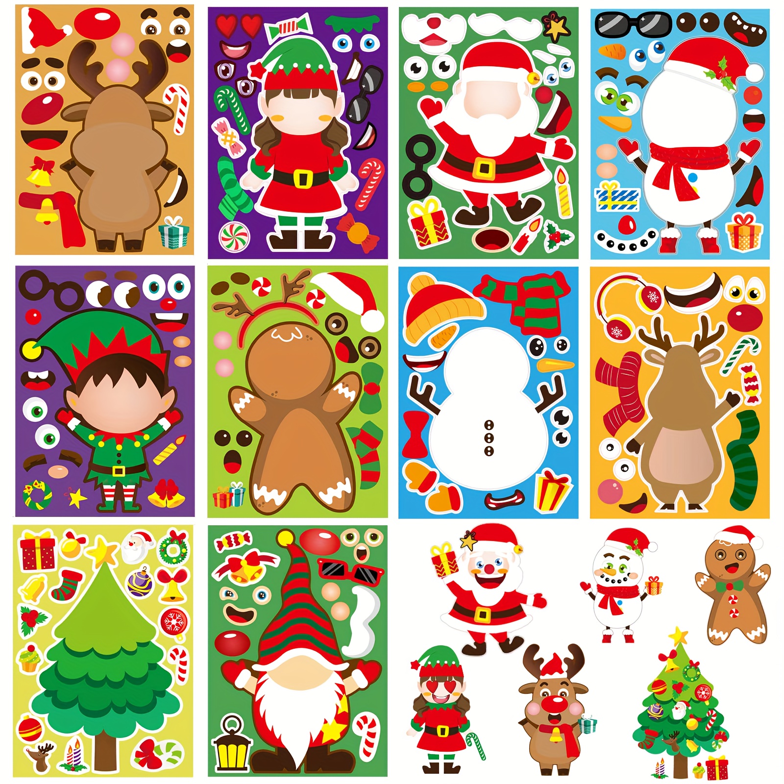 1 Set Children Snowman Sticker Painting Art Hand Craft Gift, 10pcs