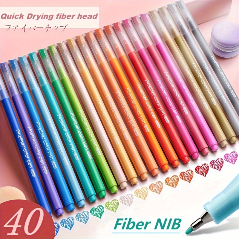 Fineliner Color Pen Set 0.38mm Fiber Nibs Colored Fine Line Point Assorted Colors, Pack of 10