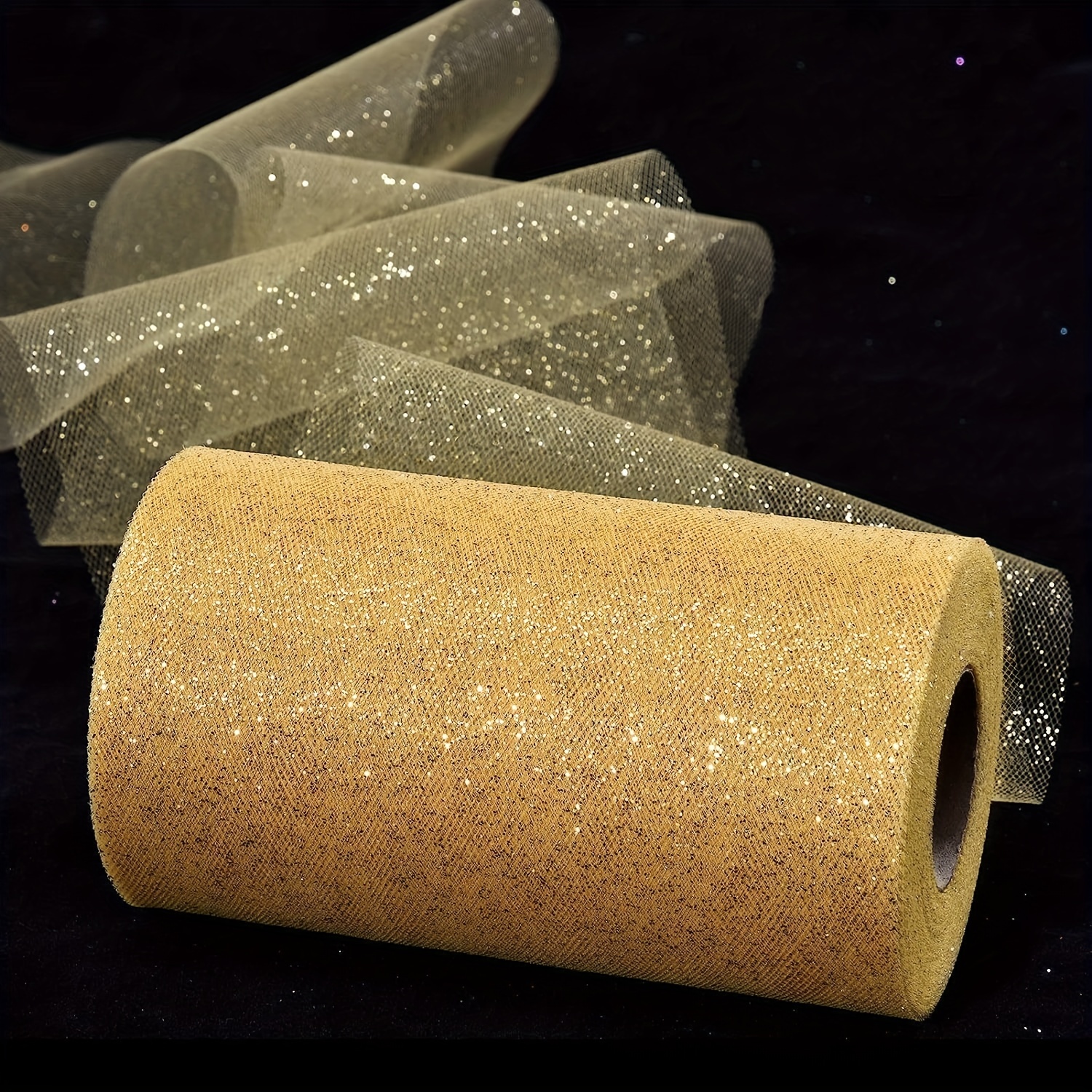 Golden Glitter Tulle Rolls By 10 Yards Sparkle Fabric Ribbon - Temu