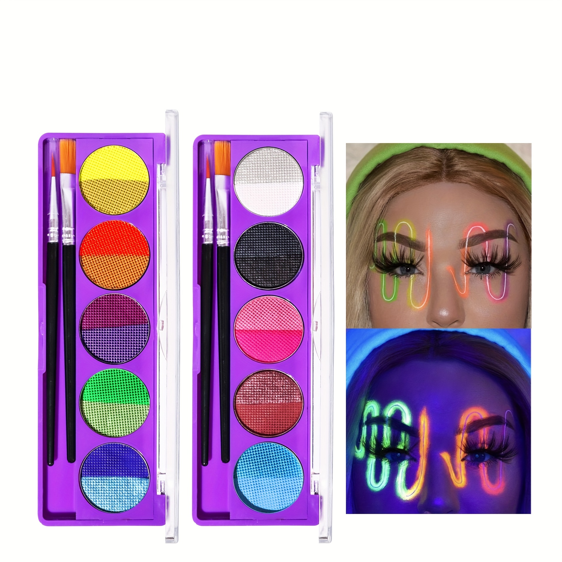 UV Body Paint Set, 6 Tubes Set 10ml / 0.34oz UV Neon Face & Body Paint Neon  Fluorescent UV Blacklight Glow Safe Non-Toxic Bodypaint For Halloween