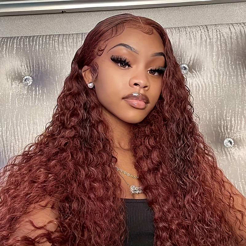 Reddish Brown Water Wave 13x4 Lace Front Wigs Human Hair Pre Temu