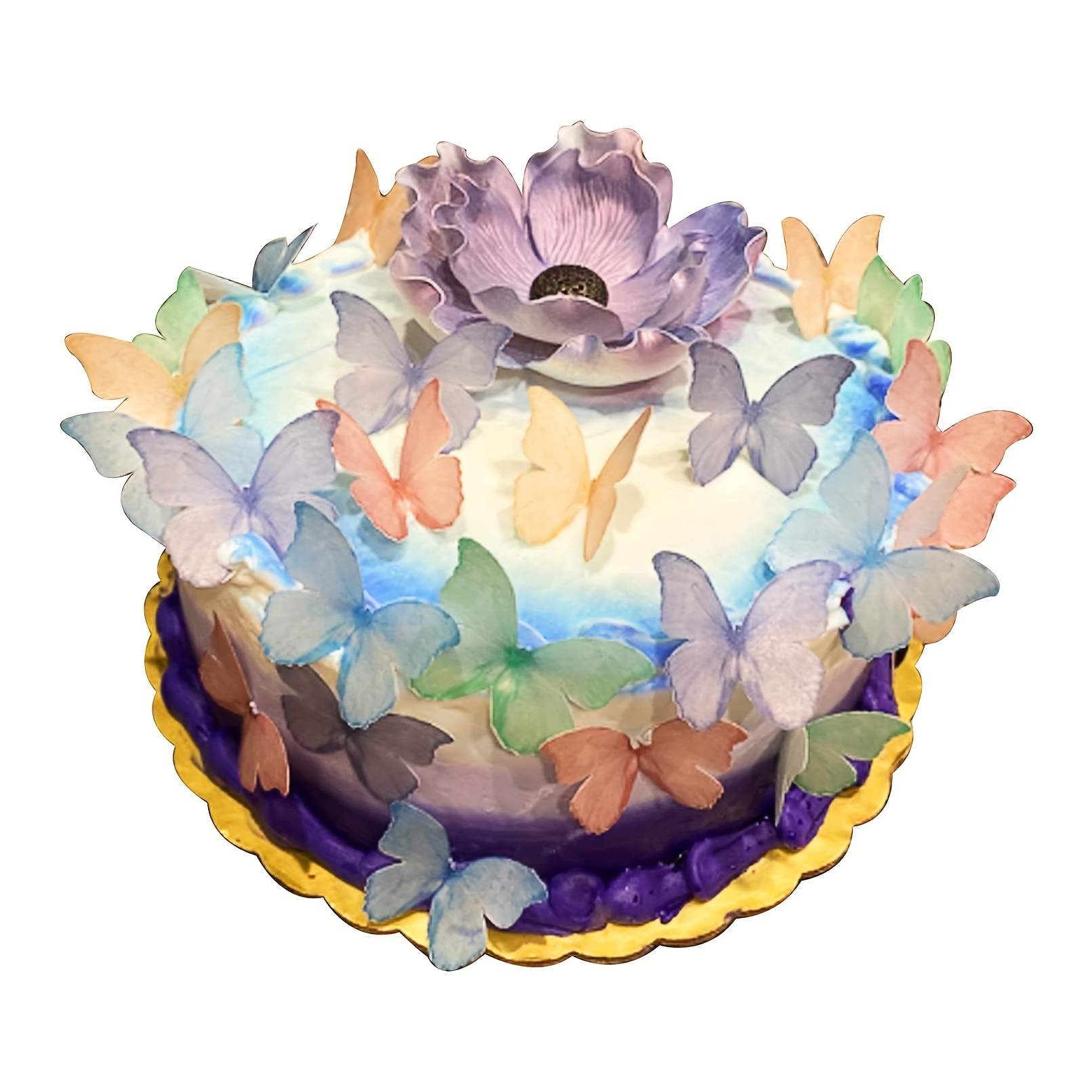 48 Piezas, Conjunto De Mariposas De Papel De Oblea Comestible, Decoraciones  De Pastel Color Púrpura, Topper De Cupcake, Suministros De Vestir De Mesa