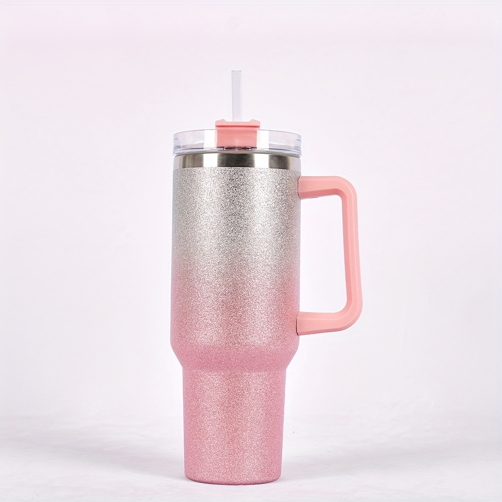 Glossy Glitter Tumbler With Lid And Straw, Stainless Steel Thermal Water  Bottle With Handle, Portable Drinking Cups, For Car, Home, Office, Summer  Drinkware, Travel Accessories, Home Kitchen Items, Birthday Gifts - Temu