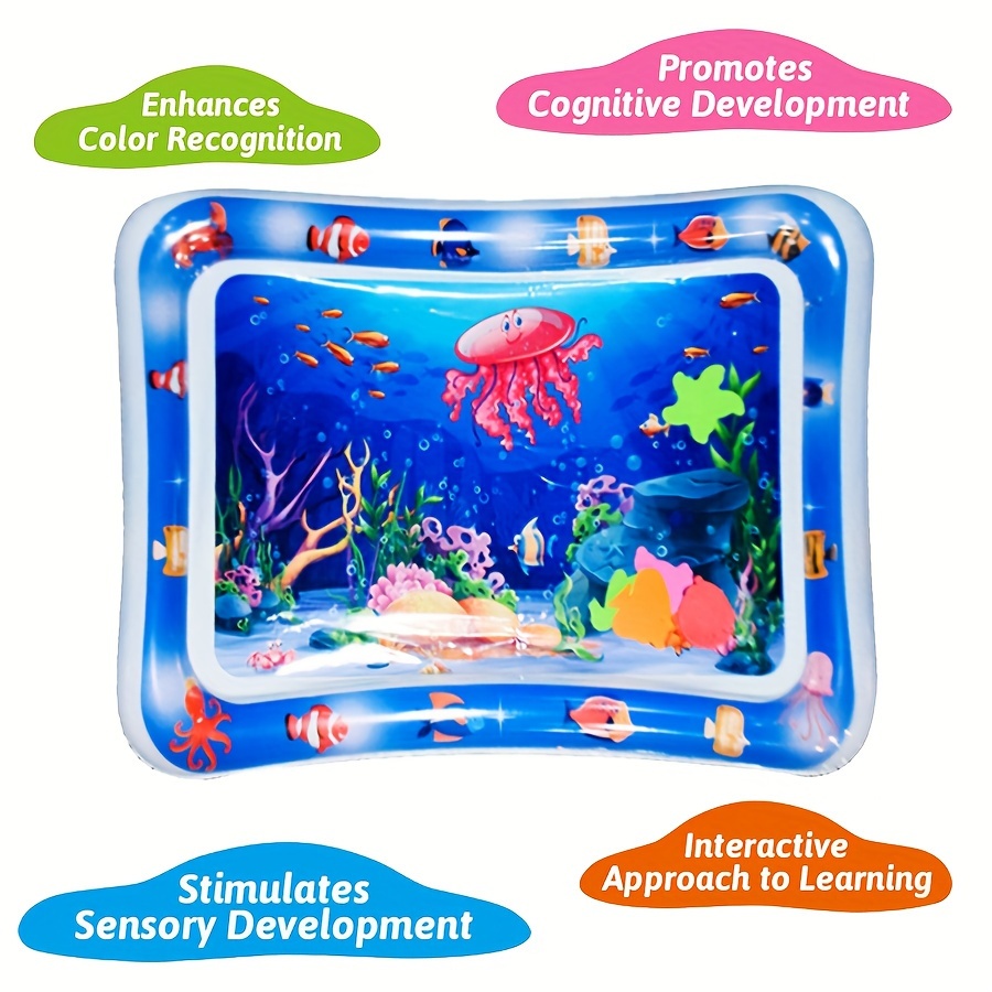 

1pc Inflatable Square Red Jellyfish Pat Pad, Professional Pat Pad, Inflatable Crawling Water Pad, Activity Sensory Stimulation Pad, Inflatable Marine Life Crawling Pad