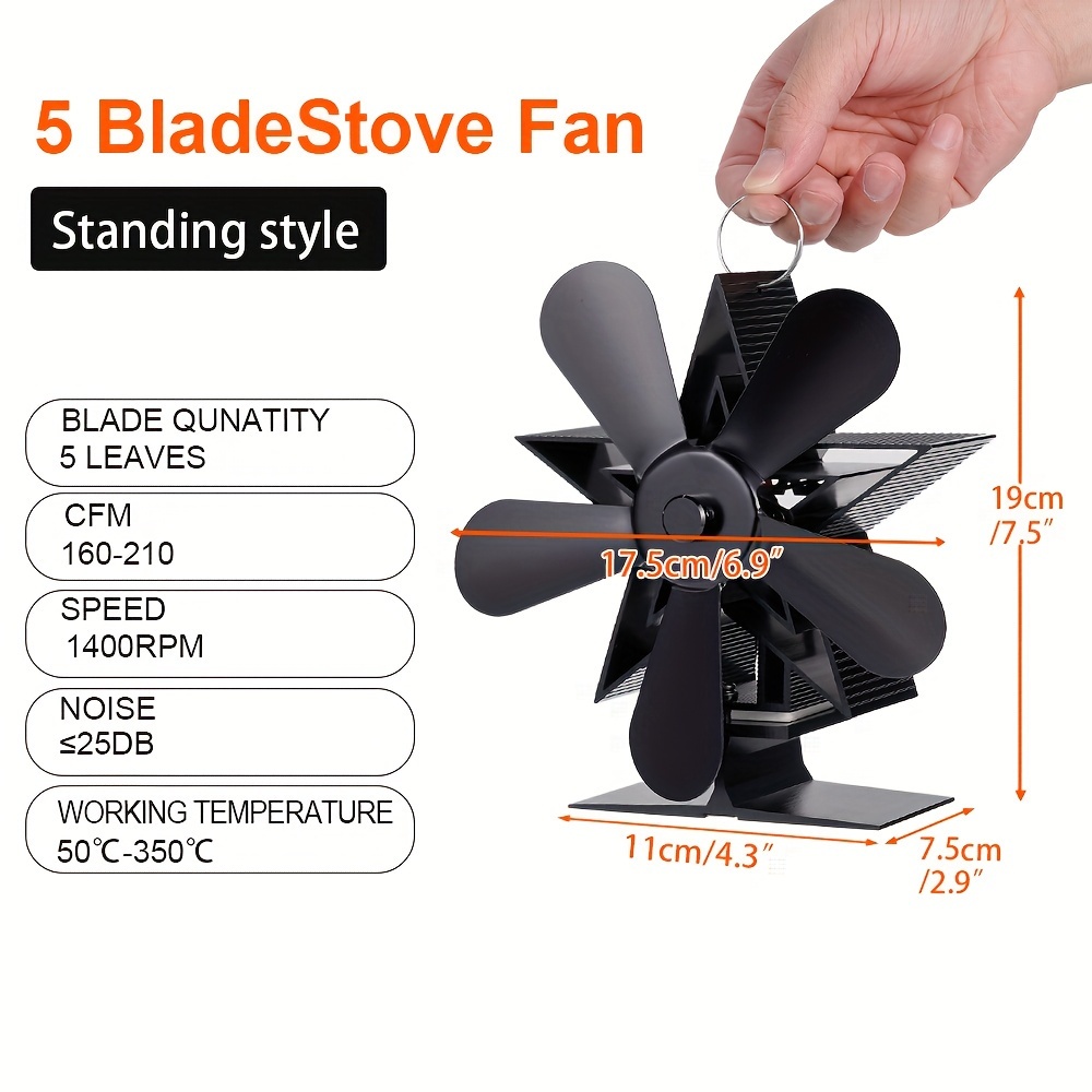 1pc 4 5 blades fireplace fan with thermal power quiet   saving wall mounted stove fan for household air circulation   heat dissipation and   for electricity details 3