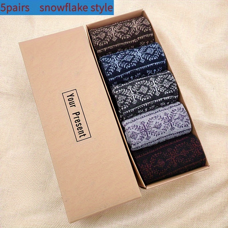 5 Pairs Men's Winter Warm Business Crew Socks