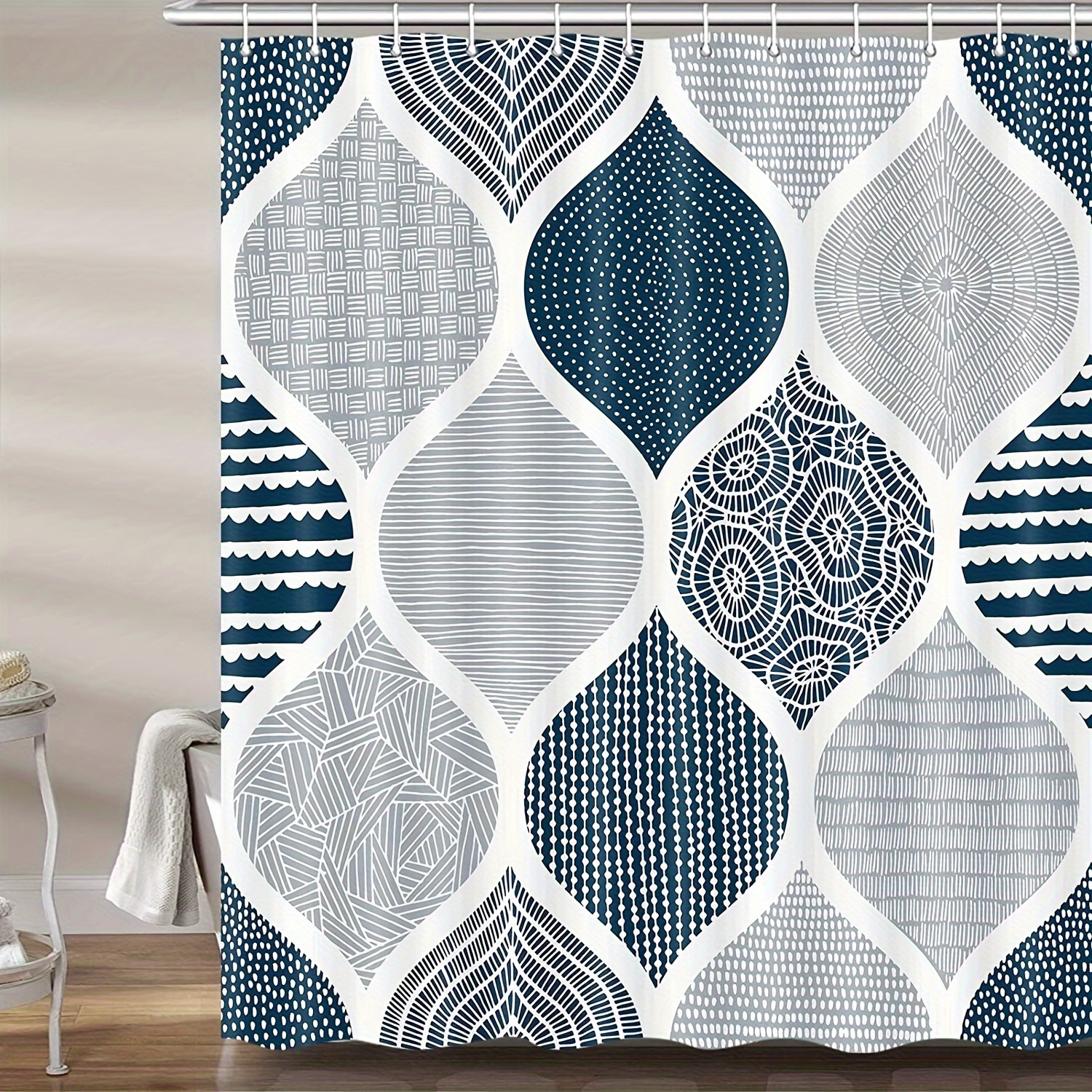 Geometric Printed Shower Curtain Bohemian Waterproof Shower Temu