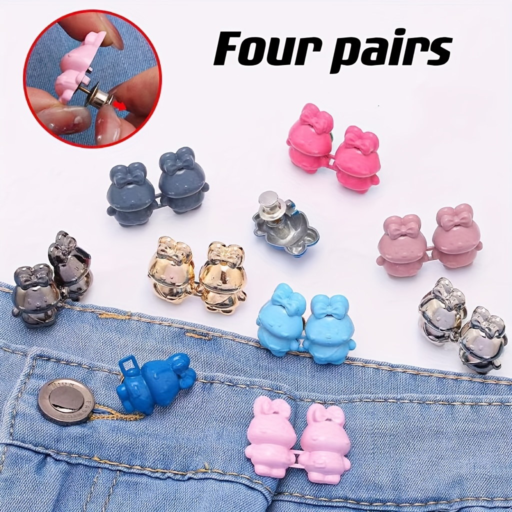 4pcs Bear Shaped Waistband Tightener For Jeans, No Hole Waist