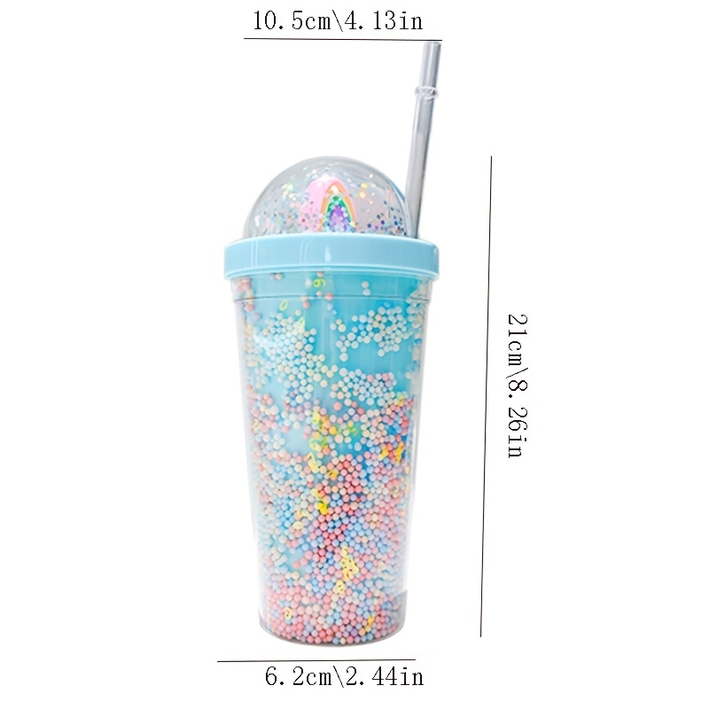 Home Tune 22oz Water Drinking Glitter Tumbler - BPA Free, Wide Mouth,  Tumbler Cup with Straw Lid, Lightweight, Travel Water Bottle with Colorful  Confetti Design For Girls & Boys - Rainbow Blue 