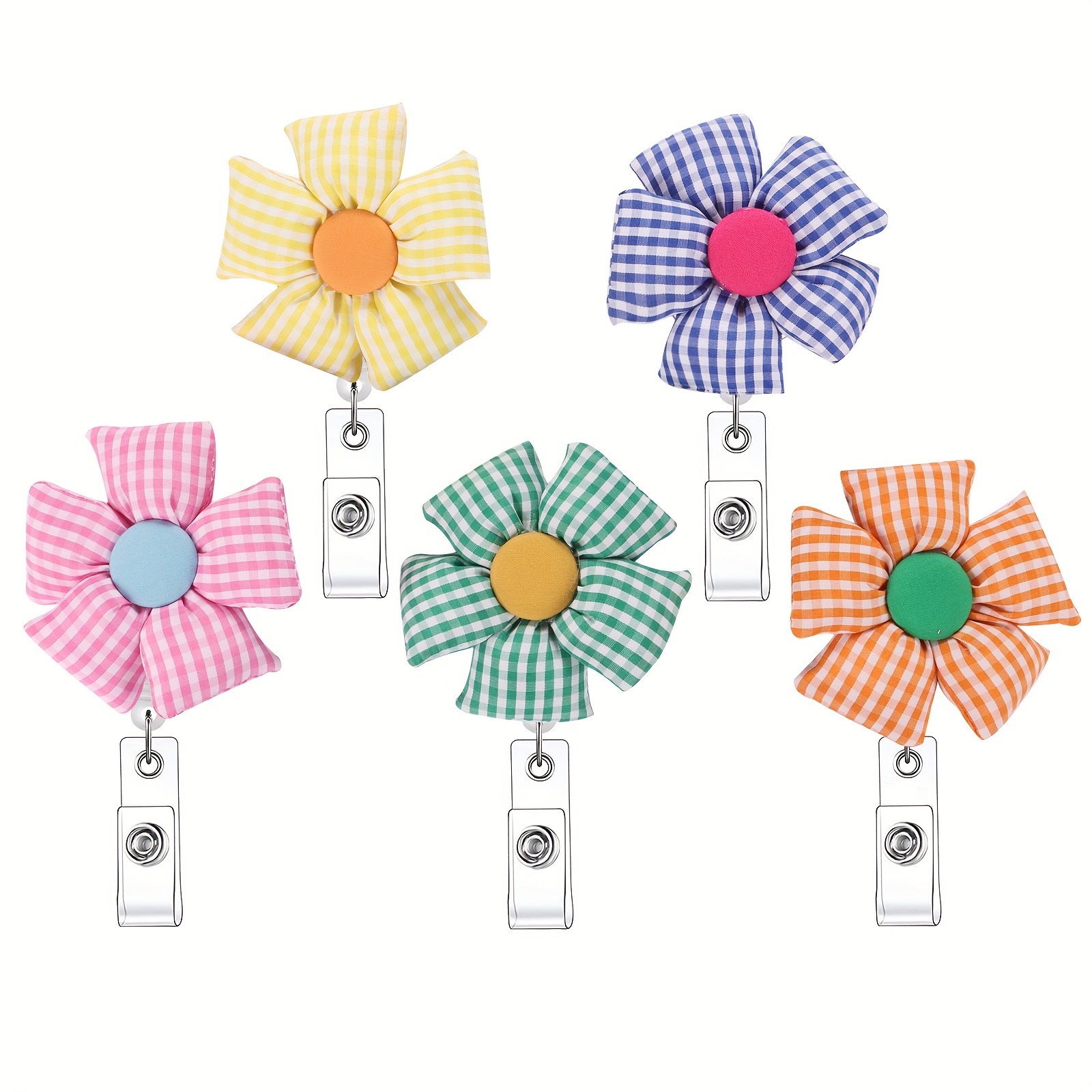 Flower Badge Reels Retractable Badge Holders Id Badge Holder - Temu