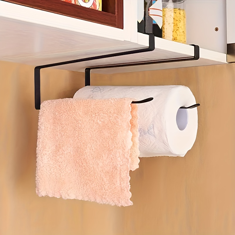 1pc Kitchen Paper Towel Holder, Cabinet Hanging Storage Rack For