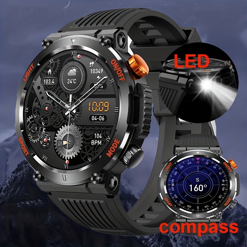 Reloj inteligente militar con carcasa de metal completo para hombre,  pantalla HD de 1.39 pulgadas, reloj inteligente táctico al aire libre  resistente