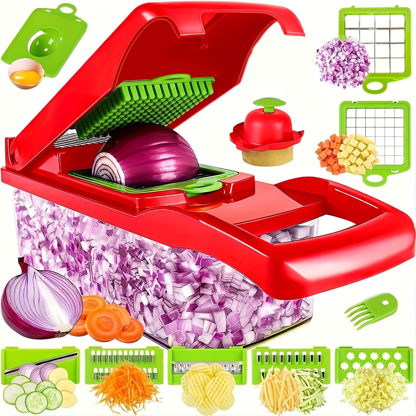 13in1 Vegetable Chopper, Multifunctional Fruit Slicer With 8blads, Manual  Food Grater, Vegetable Slicer, Cutter With Container And Hand Guard, Onion  Mincer Chopper, Household Potato Shredder, Kitchen Stuff, Kitchen Gadgets,  Dorm Essentials 