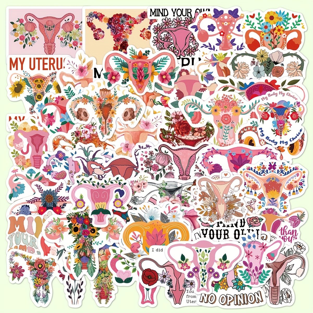 Woman's Rights Uterine Flower Stickers Fashion Fun - Temu