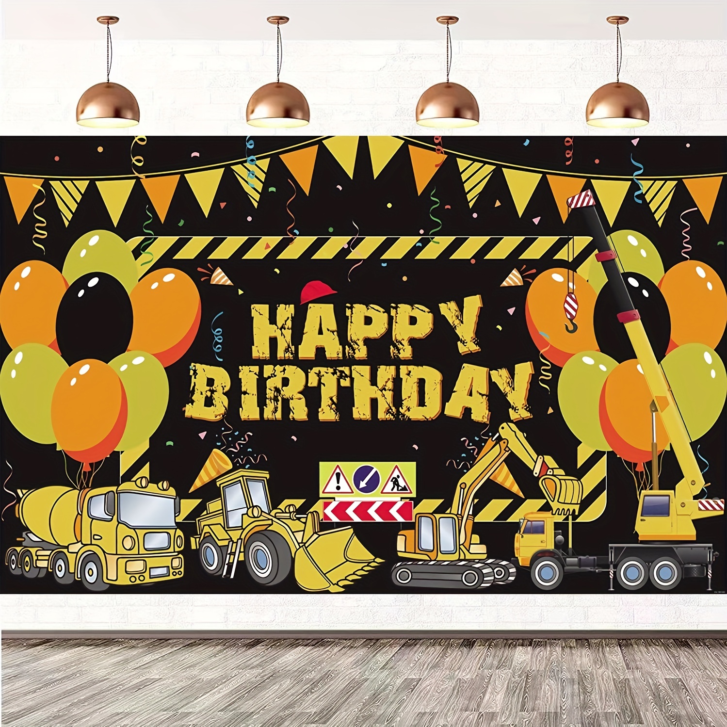 CONSTRUCTION BIRTHDAY PARTY BANNER BACKDROP BACKGROUND