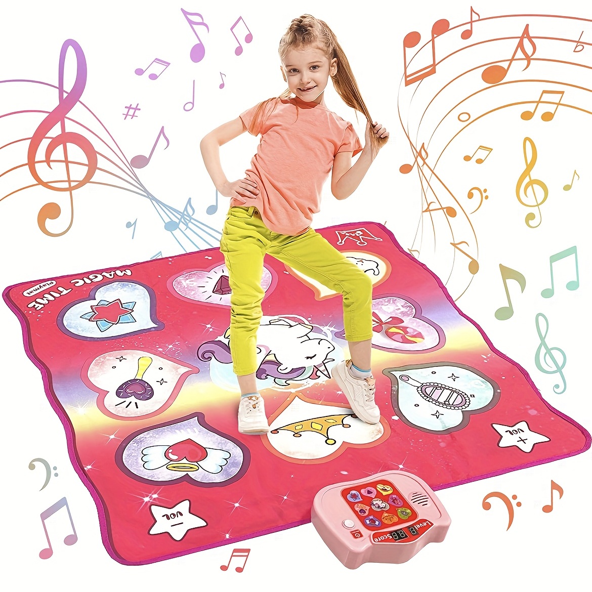 Joyjoz Alfombrilla de baile de juguete de regalo para niños de 3 a 12 años,  almohadilla de baile de música electrónica con Bluetooth inalámbrico, 5