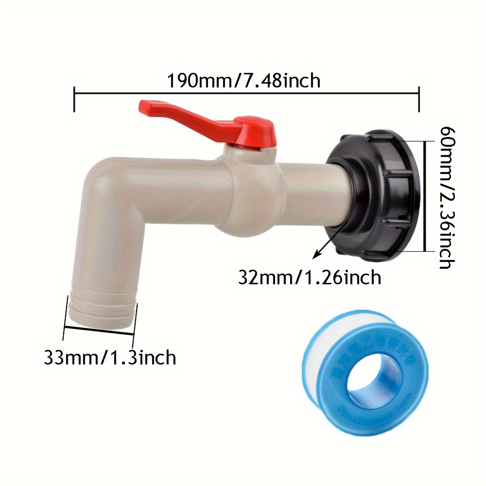 Durable Plastic Ibc Tank Adapter With 60mm Coarse Thread - Versatile Garden Hose Faucet Connector, In 1/2", 3/4", 1" Sizes, For