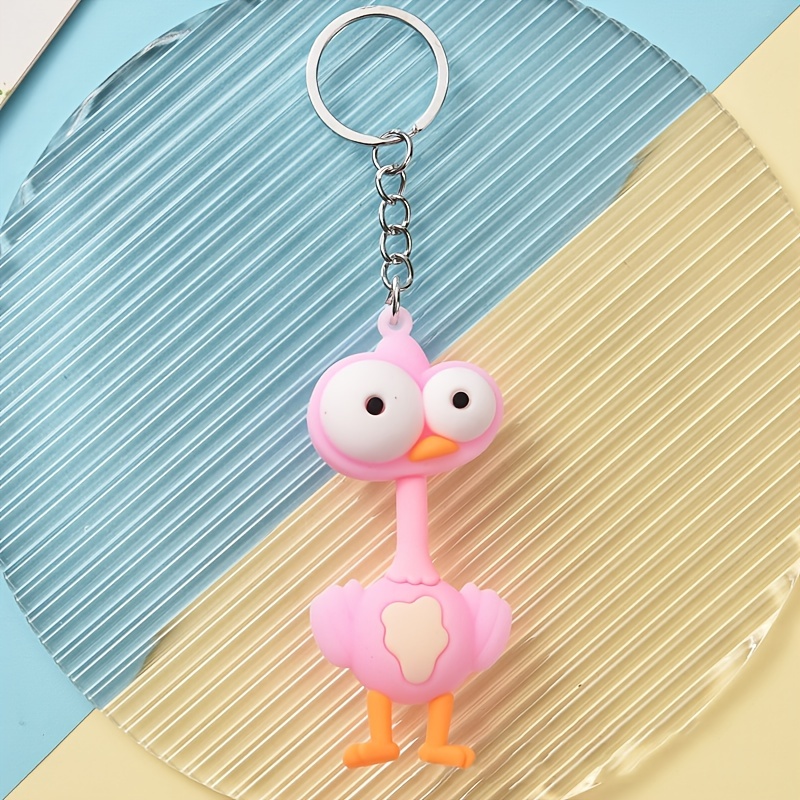 Cartoon Big Eyes Lion Keychain Couple Lovers Key Chain Pvc - Temu