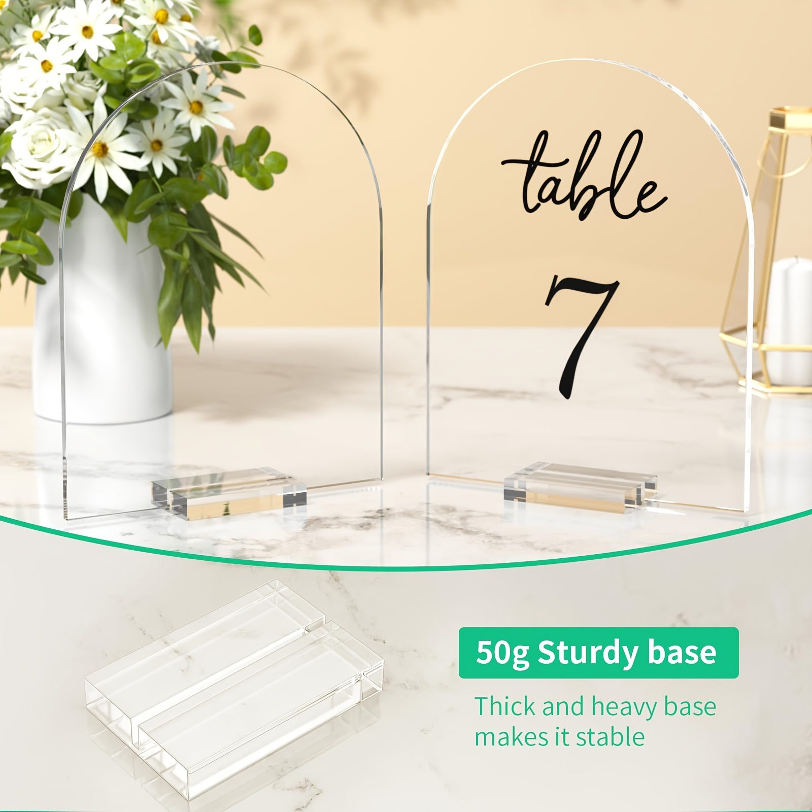 Clear Acrylic Sign with Wood Stand-10 Pack 4x6 Inch Clear Rectangle Acrylic  Sheets with Wood Base, DIY Blank Acrylic Sign for Wedding Table Numbers