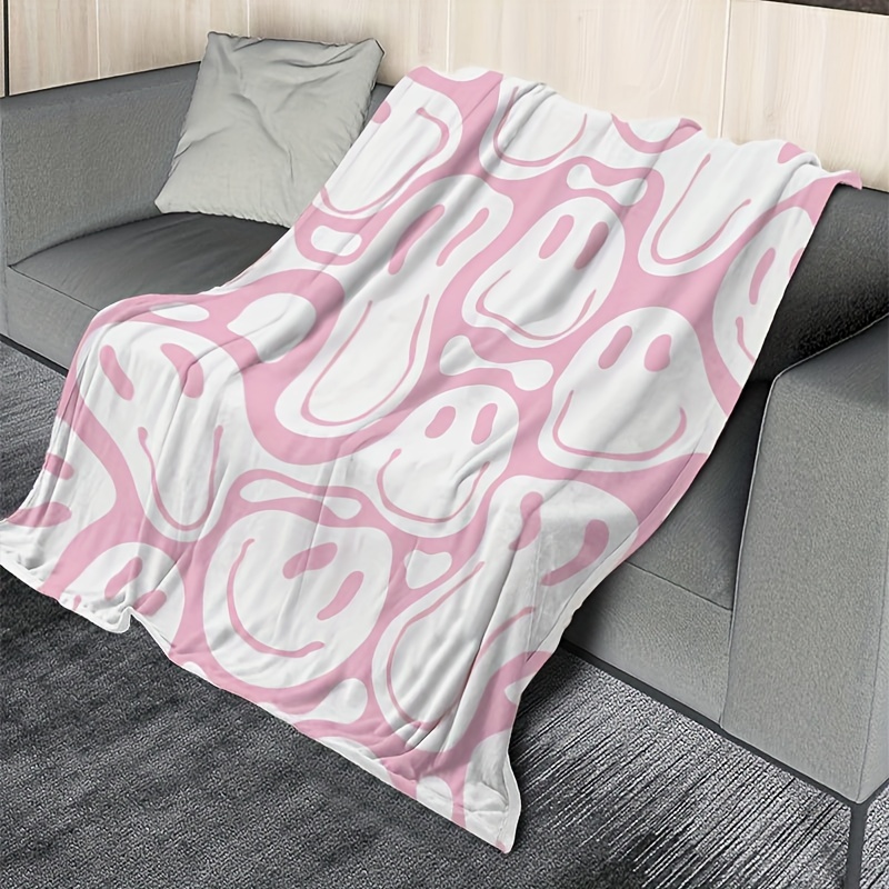 Funny Smile Face Print Blanket Soft Comfortable Flannel - Temu