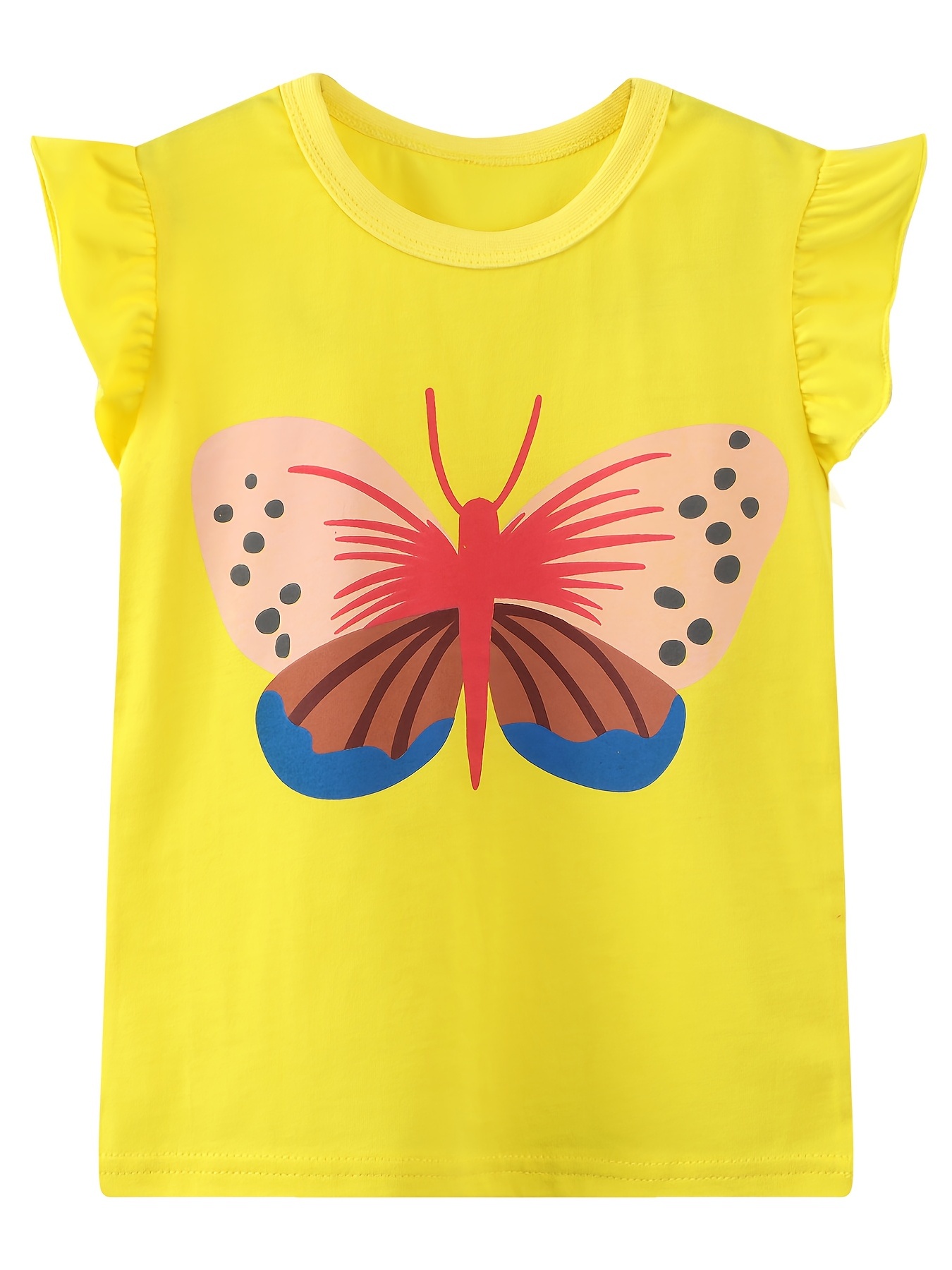 Camiseta con volante para niña color amarillo - Moda Infantil