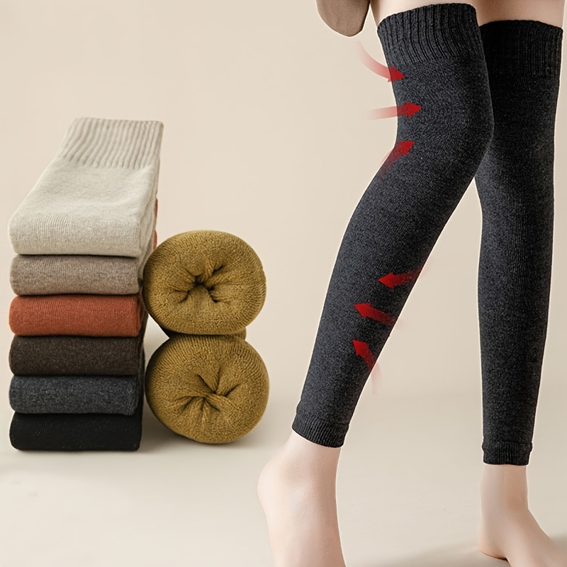 Thick Warm Knit Leg Warmers Simple Comfy Terry Socks Women's - Temu
