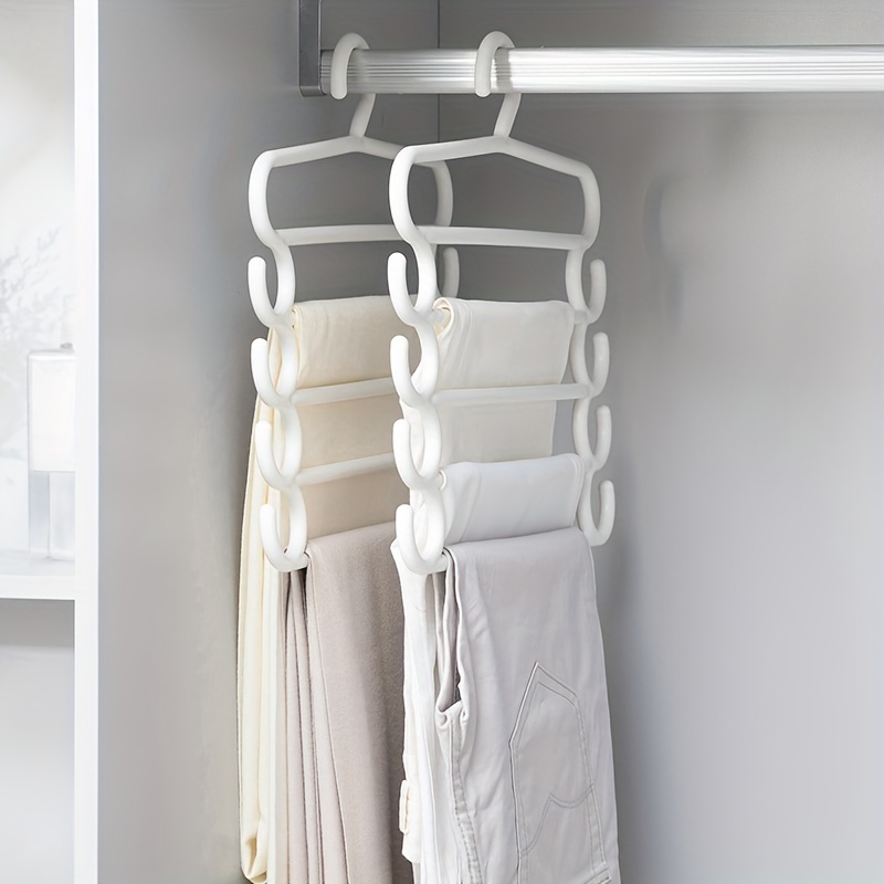 1pc Creative Multilayer Storage Pants Hanger Plastic Clothes Hanger,  Multifunctional 5 Layer Towel Rack, Extra Large Clothes Hanger