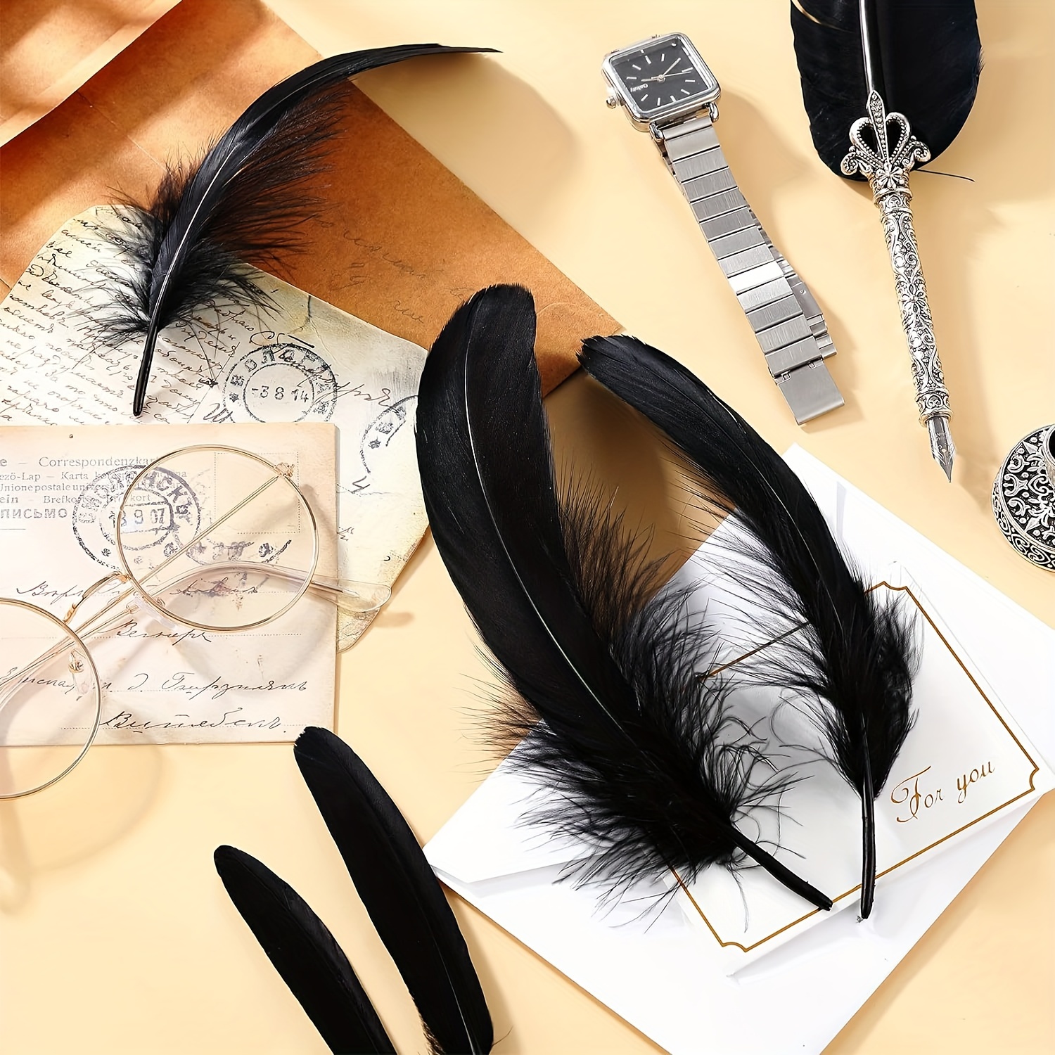 Halloween Black Assorted Crafts Feathers 5 Styles Mixed - Temu