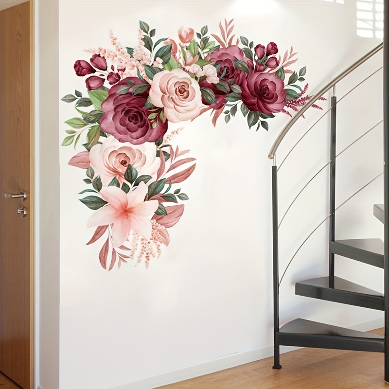 Elegant flowers in pink flower wall decor