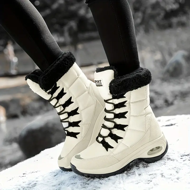 womens mid calf winter boots waterproof warm faux fur lined non slip snow boots womens footwear details 4