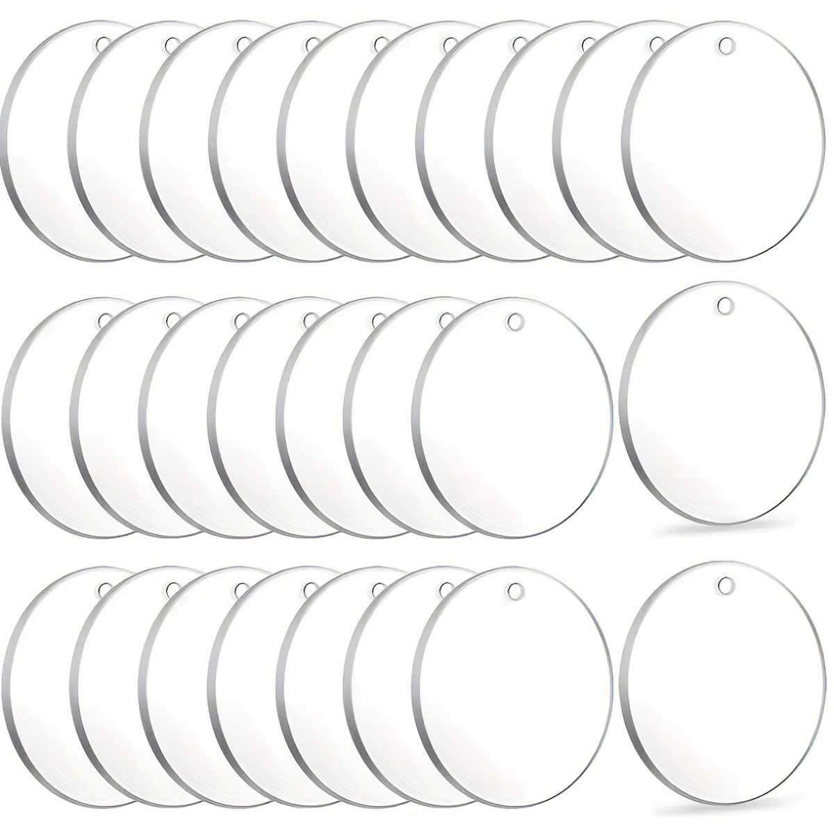 50Pcs Acrylic Circle Blanks Clear Acrylic Rounds with Hole 2 Inch
