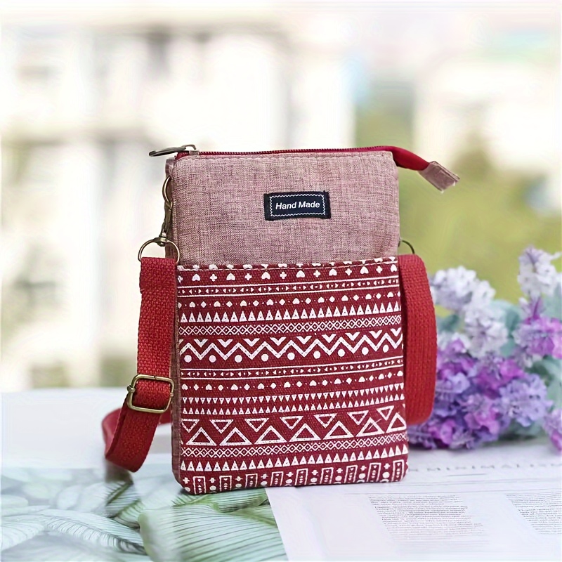 

Mini Ethnic Casual Shoulder Bag, All-match Mobile Phone Bag, Women's Zipper Shoulder Wallet