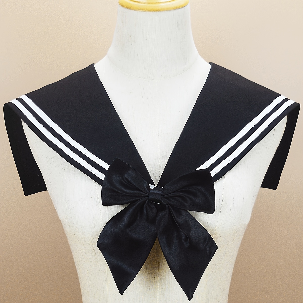 

Casual Navy Shawl Stylish Satin Bow Shoulder Fake Collar Elegant Versatile Decoration False Collar