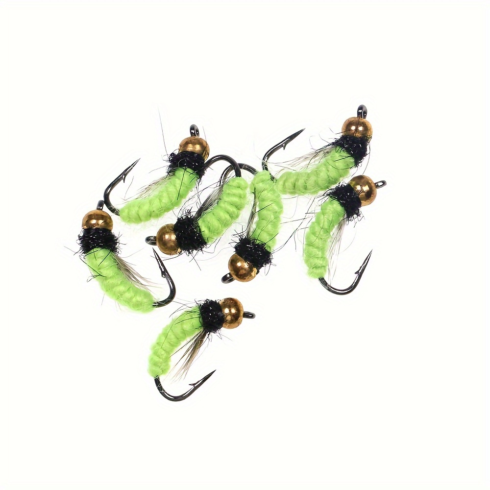 12 Fluorescent Nymph Scud Bug Worm Fly Brass Bead Head Wet - Temu