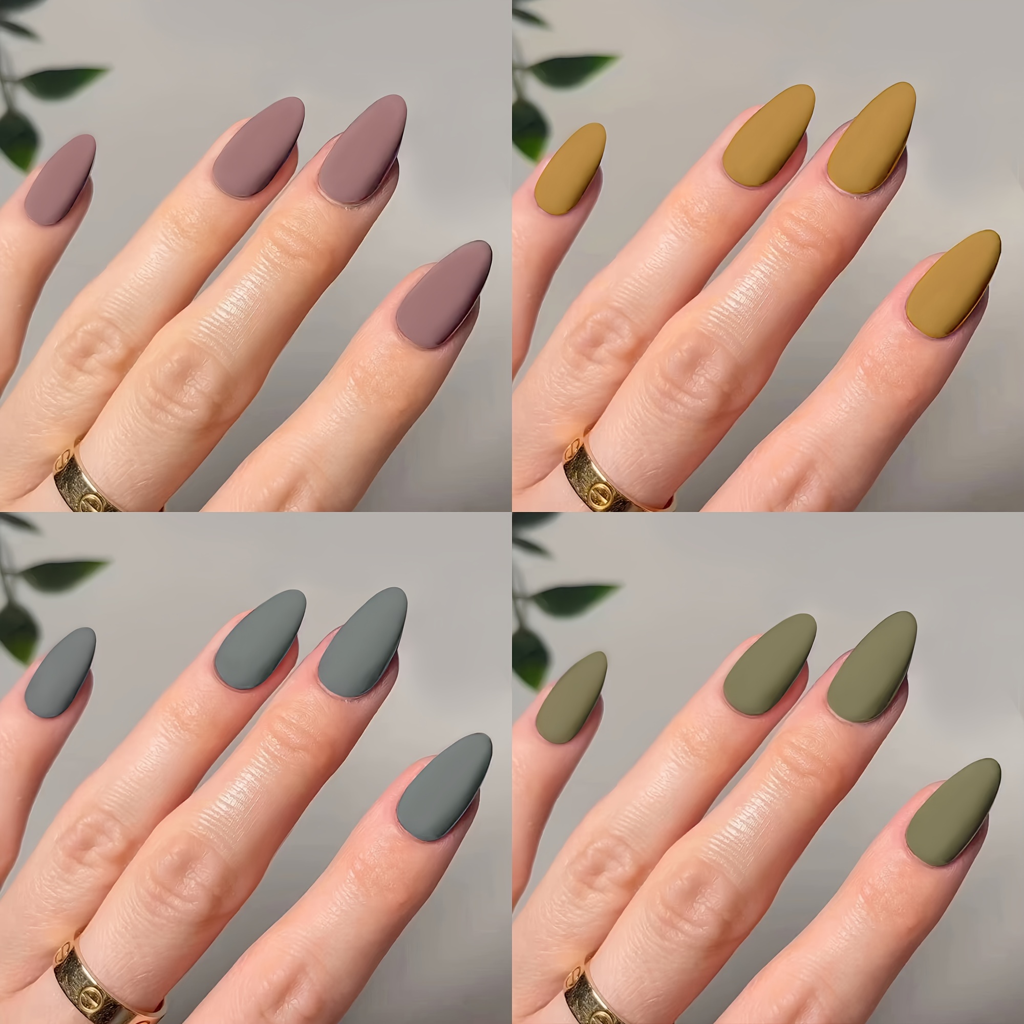 multi color matte press on nails short almond fake nails minimalist style false nails solid color full cover fake nails for women girls daily wear jelly glue and nail file included details 0