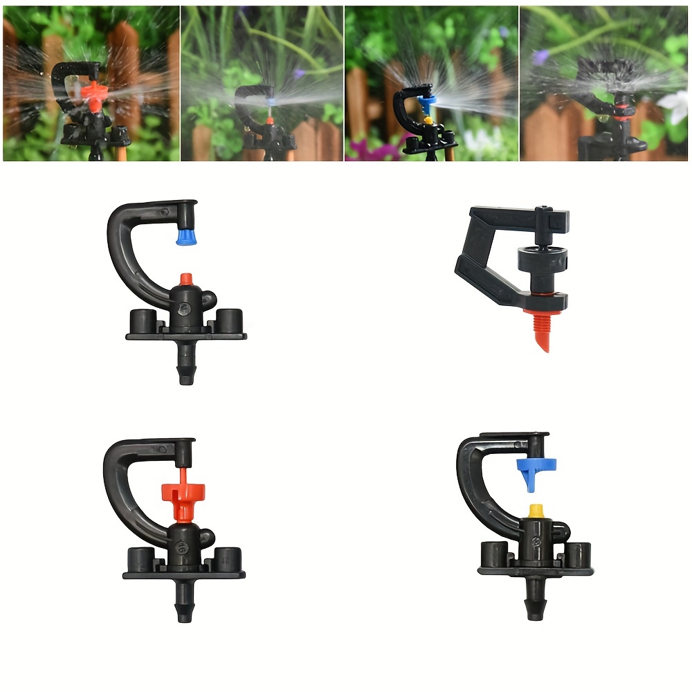 

20pcs 180 360 Degree Rotating Micro Sprinkler Refraction Nozzle G-type Hanging Nozzle For Garden Irrigation Micro Sprinkler With Threaded Barb Connector