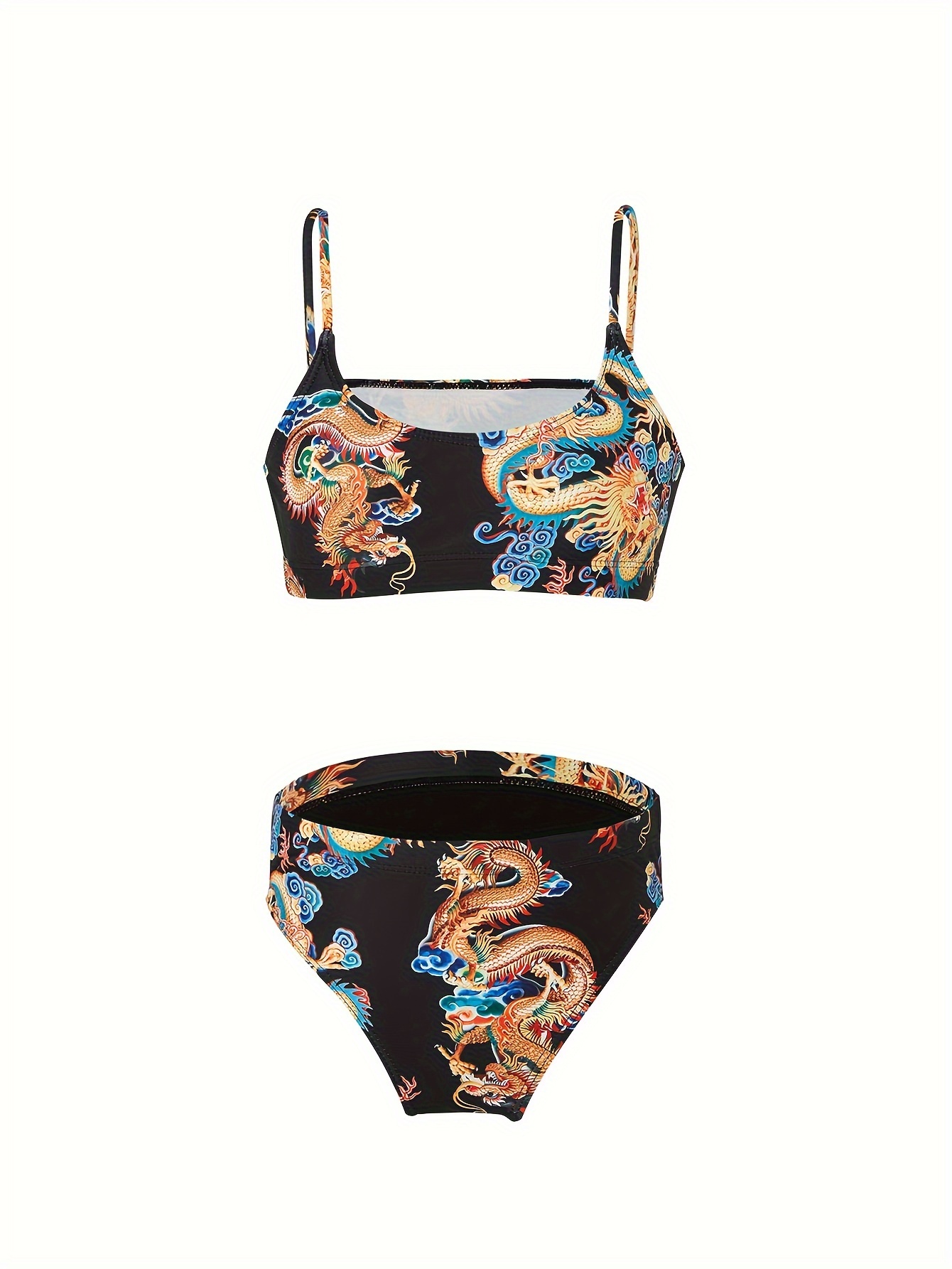 Bañador bikini tanga con estampado de dragón chino, Mode de Mujer