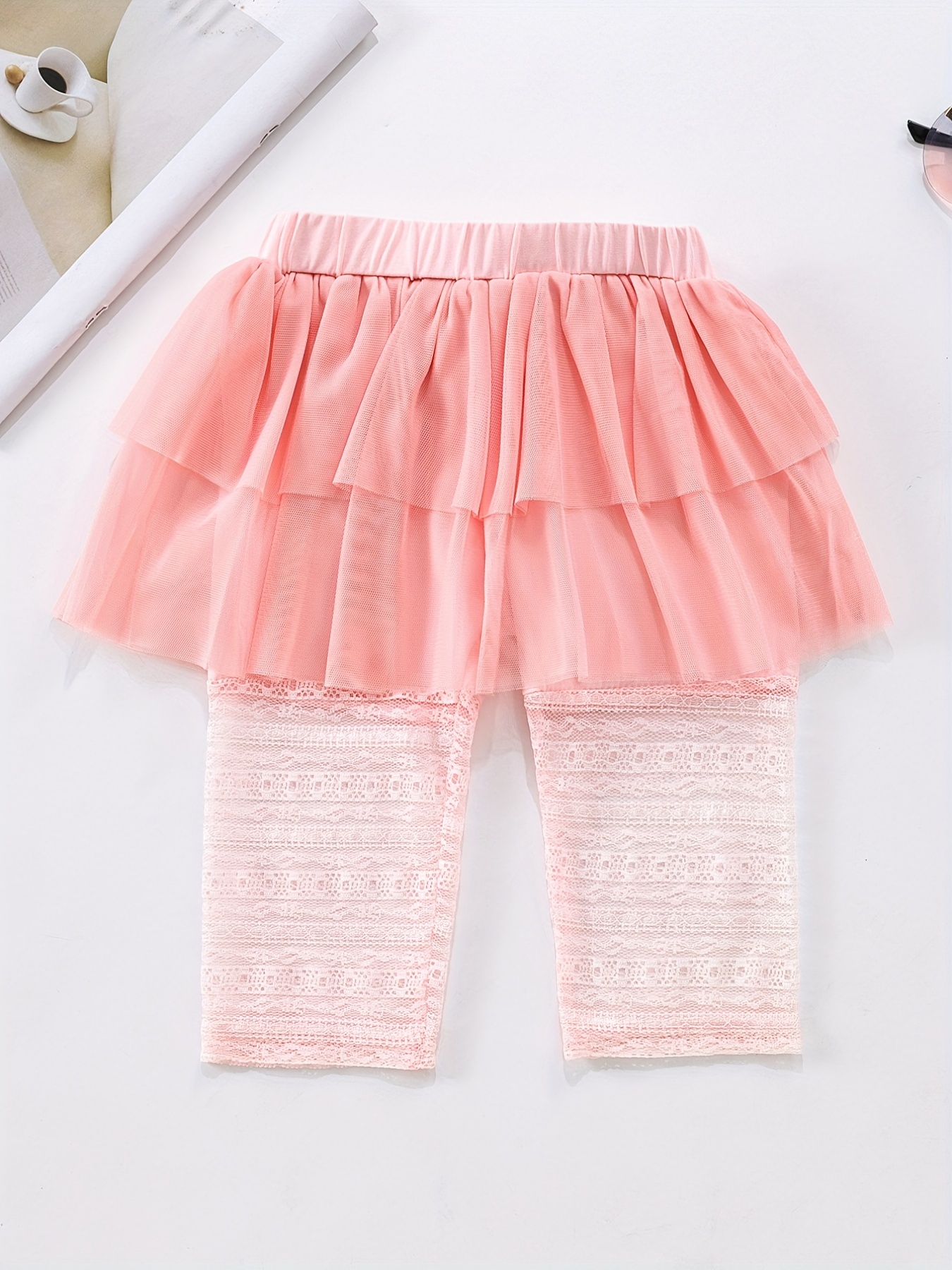 Toddler Girls Footless Leggings Pants Mesh Skirt Going - Temu