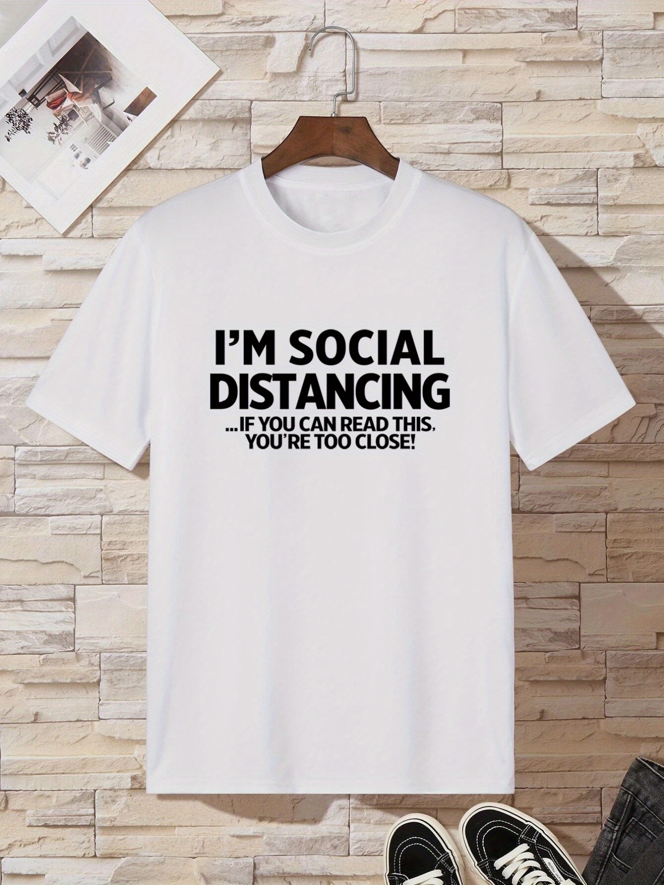 'm Social Distancing Letter Graphic Print Men's Creative Top - Temu Ireland